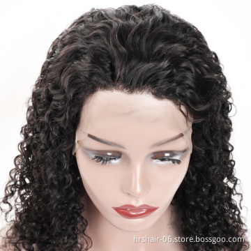 short glueless baby kinky curly transparent  360 blonde full lace human hair wig light brown